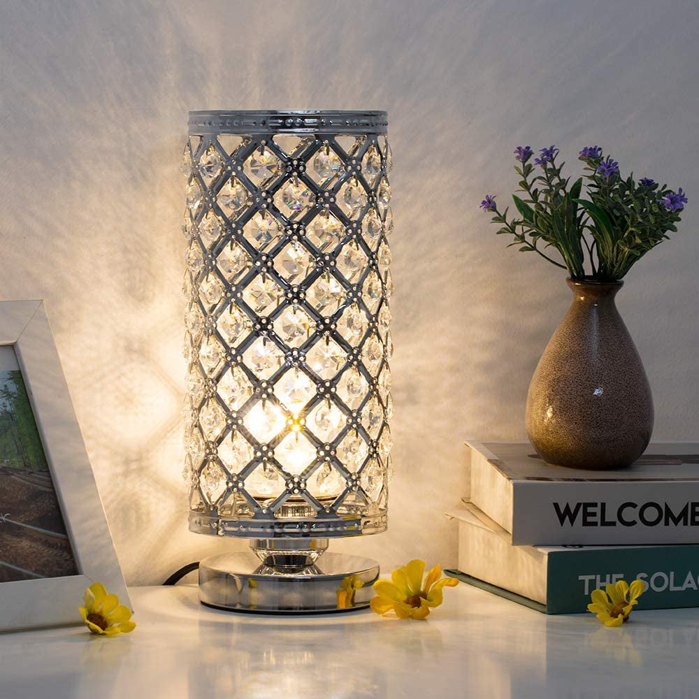 Modern Crystal Table Night Lamp with Metal Frame