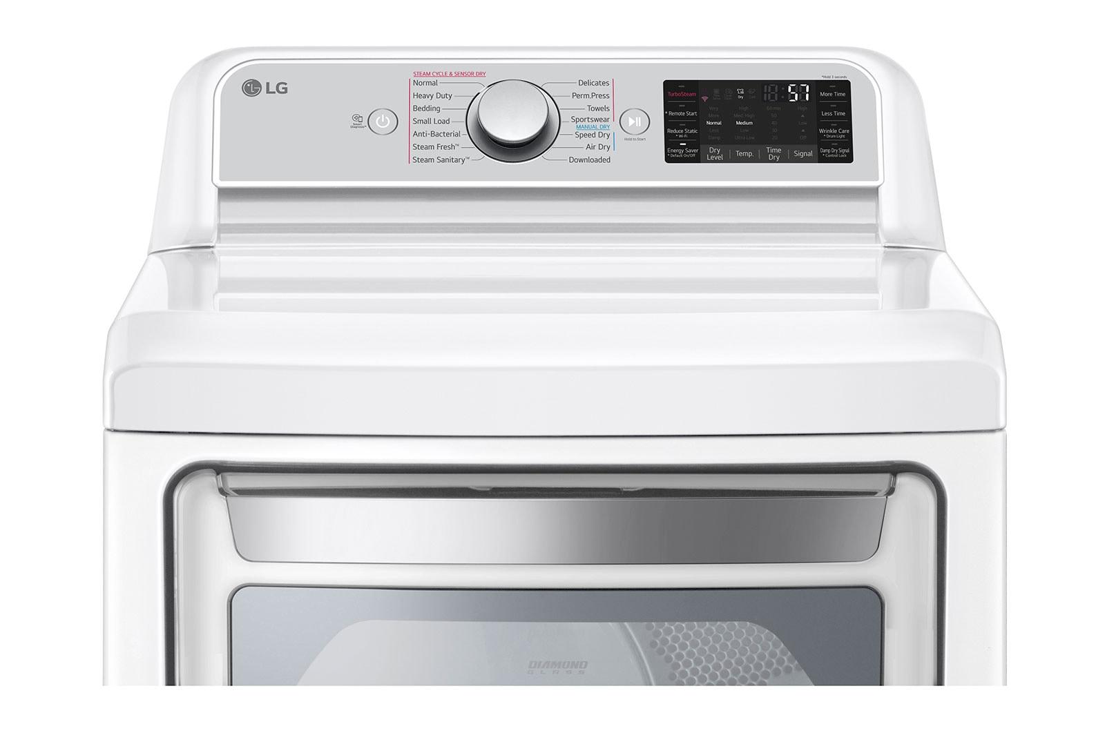 Lg DLEX7900WE 7.3 Cu. Ft. Ultra Large Capacity Smart Wi-Fi Enabled Rear Control Electric Dryer With Turbosteam™