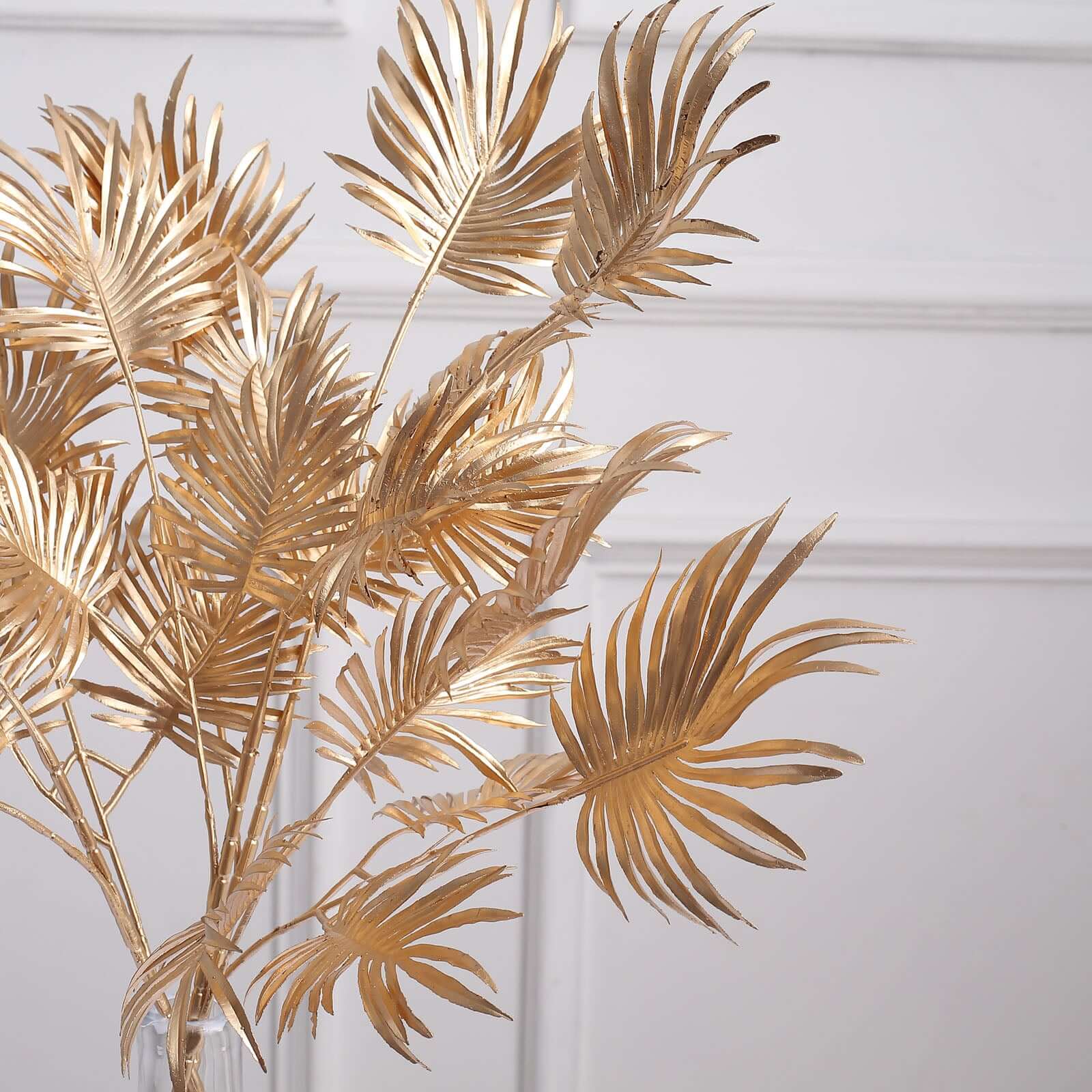 3 Pack Metallic Gold Artificial Palm Leaf Branches, Faux Plant Vase Fillers 24