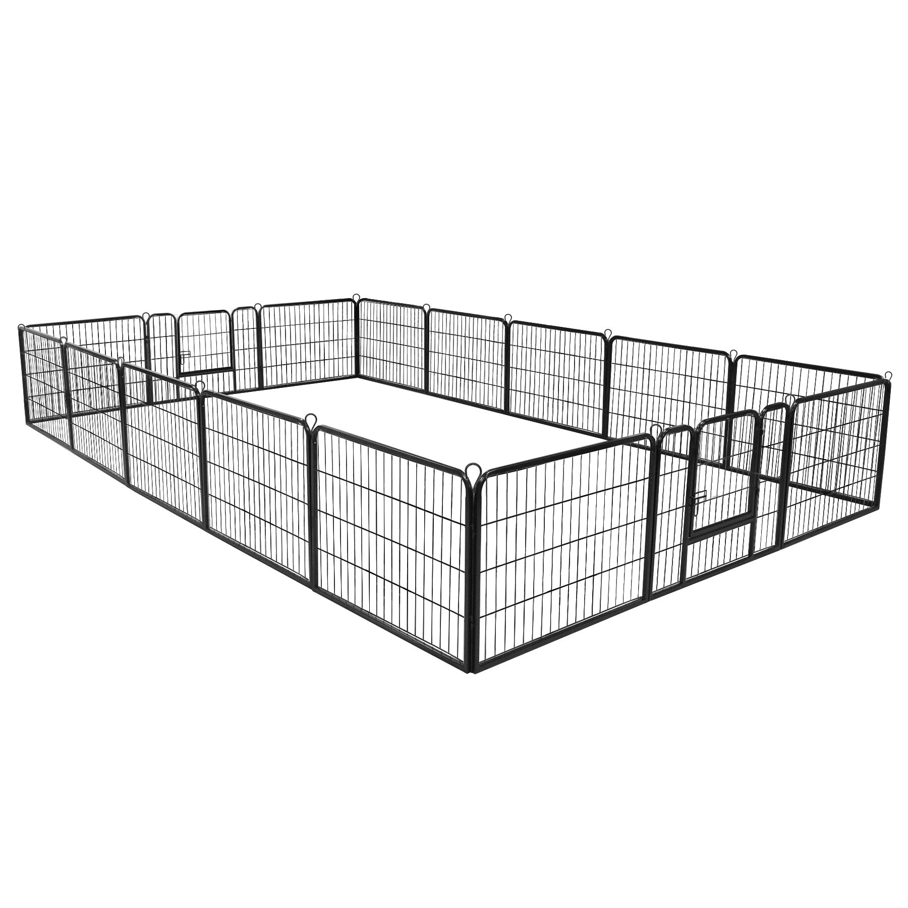 HomGarden 16 Panels 24'' Height Large Dog Playpen， Portable Puppy Exercise Pen Indoor Outdoor Dog Fence W/ Doors