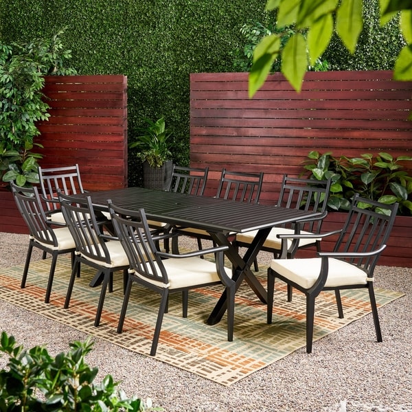 Delmar 9piece Outdoor Dining Set with Expandable Table by Christopher Knight Home