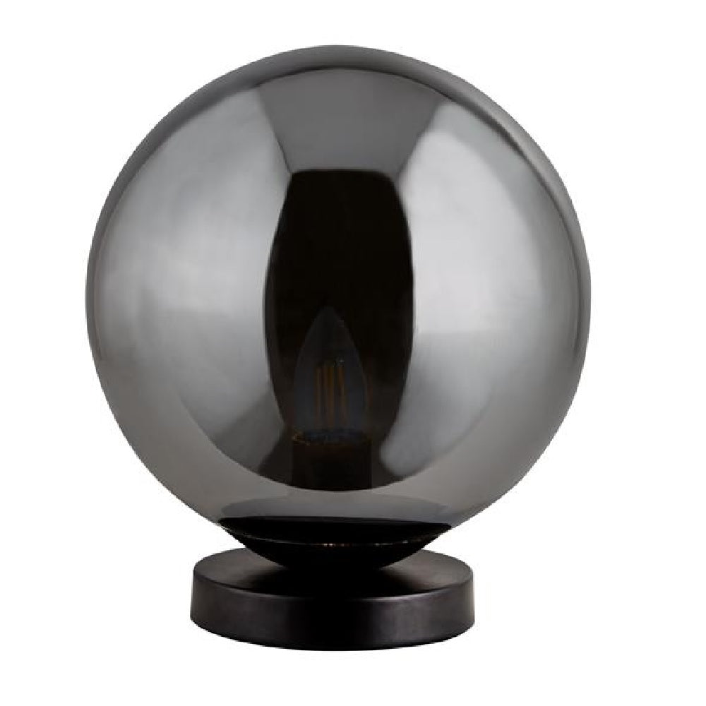 Searchlight 1025-1SM Matt Black & Smoked Glass Globe Vintage Table Desk Lamp 25cm