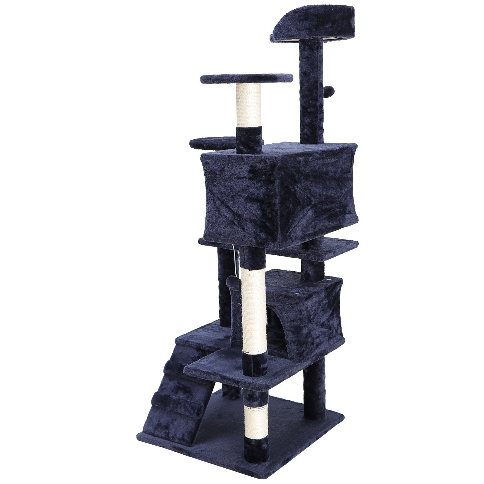 ZENSTYLE 53" Cat Tree Scratching Post Condo Tower Pet Kitty Playhouse Activity W/ Cave & Ladders Indoor Have Fun - Blue