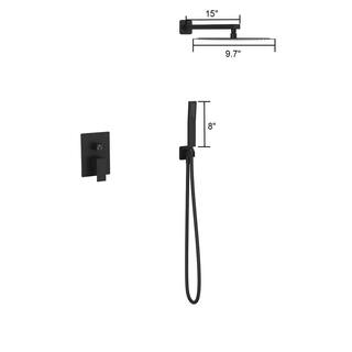 Kingdely Single-Handle 2-Spray with 2.5 GPM 10 in. Wall Mount Dual Top Shower Bath Shower Heads Set in Black with Valve LBB-KF020286-01