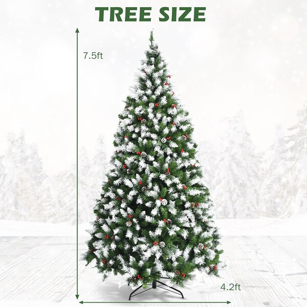 Gymax 6/7.5/9 FT Prelit Snow Sprayed Christmas Tree Artificial Xmas