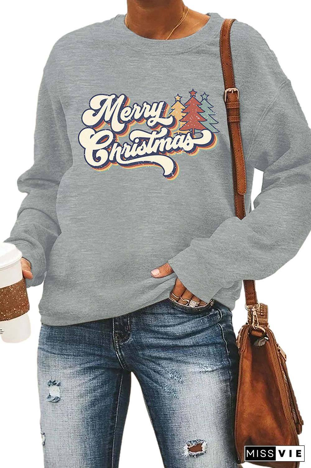 70s Style Merry Christmas Sweatshirt Wholesale