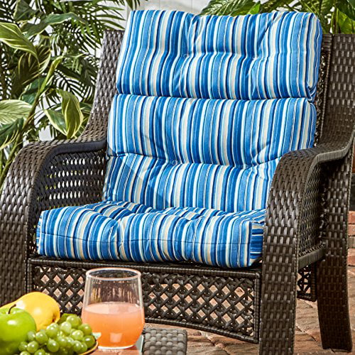 Greendale Home Fashions Sapphire Stripe 44 x 22 in. Outdoor High Back Chair Cushion