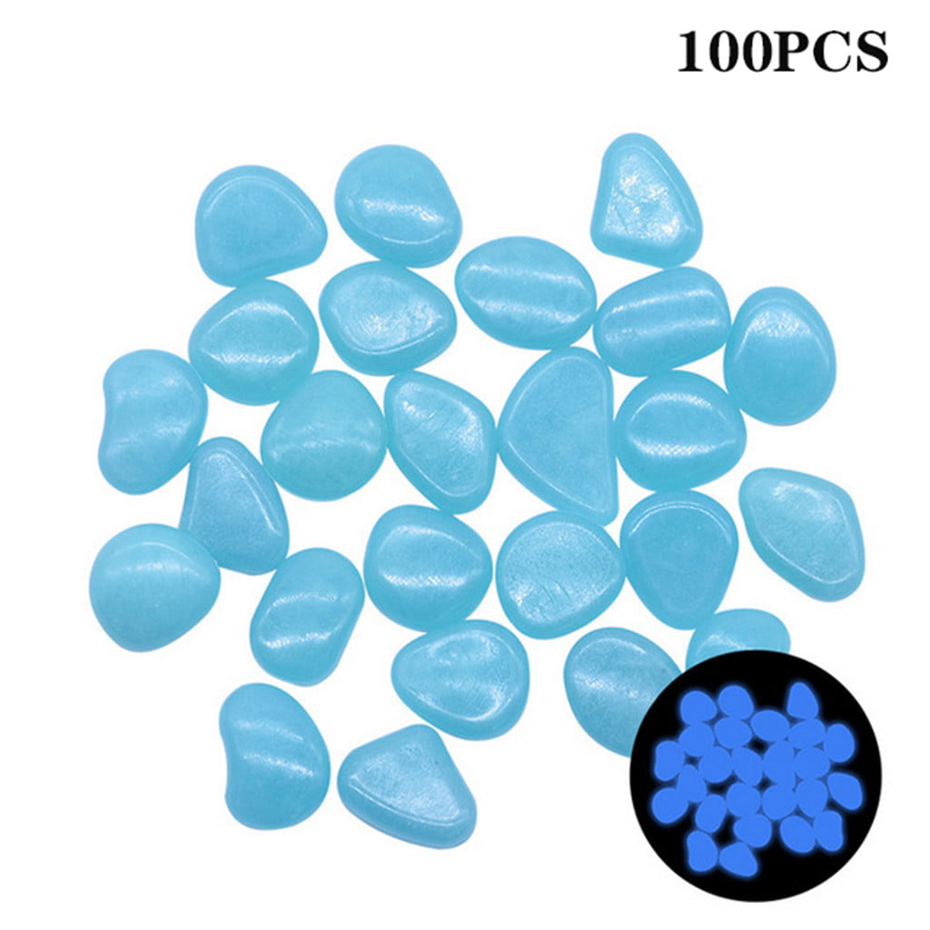 Wepro 100pcs Glow in The Dark Pebbles Luminous Stones Rocks For Garden Aquariums Deco