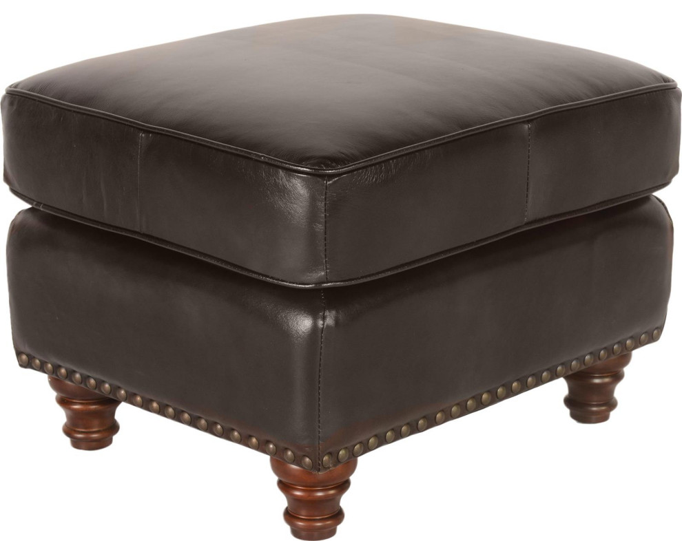 Ottoman WHITAKER Traditional Antique Scalloped Front Chocolate Brown   Traditional   Footstools And Ottomans   by EuroLuxHome  Houzz