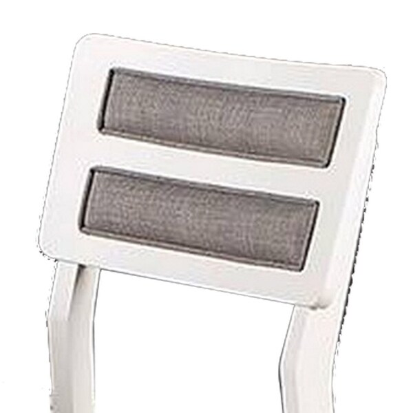 Kya 21 Inch 2 Tone Dining Chair， Ladder Back， Gray Seat， Set of 2， White