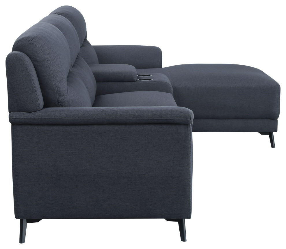 Walcher Storage Sectional Sofa  Gray Linen   Midcentury   Sectional Sofas   by Acme Furniture  Houzz