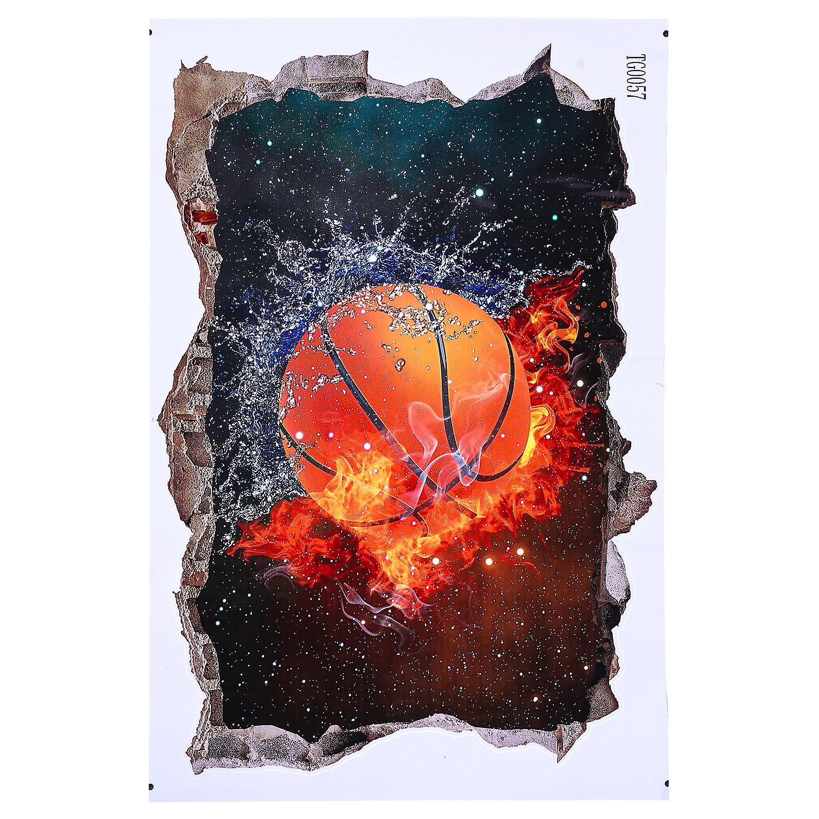 Basketball Room Decor Sports Wall Decal 3d Wall Breaking Simulation Sticker