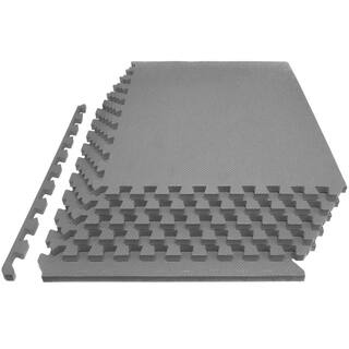 PROSOURCEFIT Extra Thick Exercise Puzzle Mat Grey 24 in. x 24 in. x 1 in. EVA Foam Interlocking Anti-Fatigue (6-pack) (24 sq. ft.) ps-2296-hdpm-grey