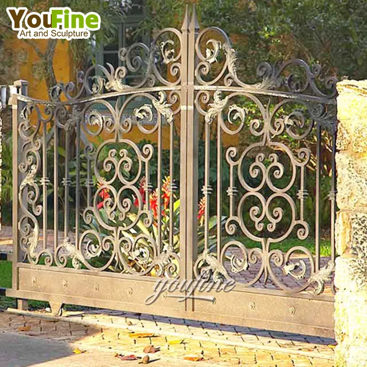 Luxury factory price modern wrought iron main gate design