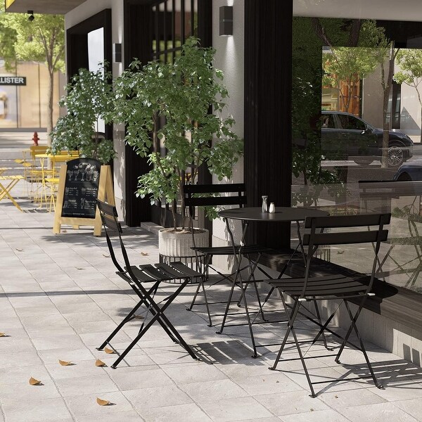 3Piece Bistro Set Folding Outdoor Furniture Sets with Premium Steel Frame Portable Design for Bistro and Balcony