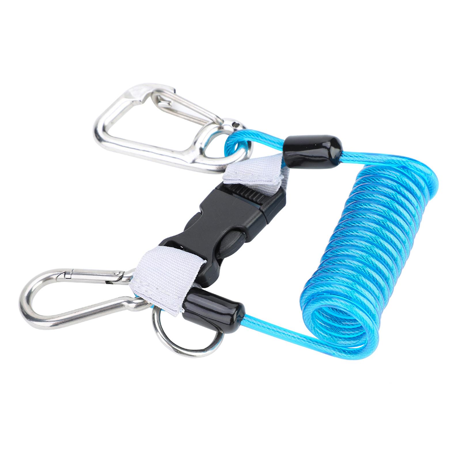 Keep Diving Anti Lost Spring Coil Lanyard Safety Emergency Tool With Quick Release (blue)