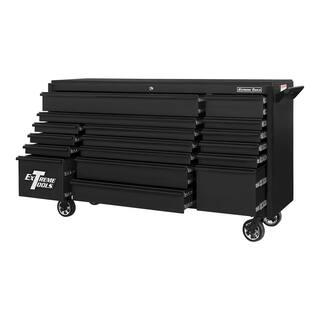 Extreme Tools DX 72 in. 17-Drawer Roller Cabinet Tool Chest in Matte Black with Black Trim DX722117RCMBBK