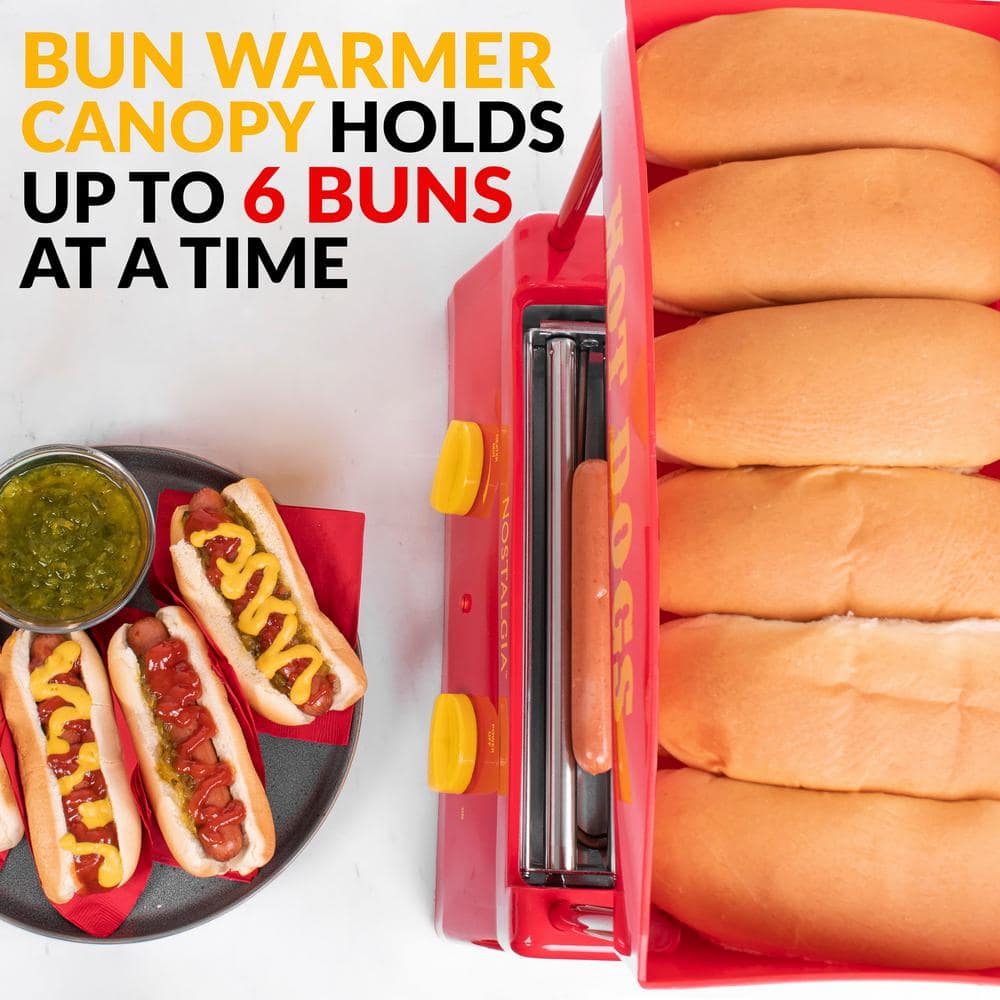 Nostalgia Hot Dog Roller and Bun Warmer, 8-Hot Dog and 6-Bun Capacity NHDR8RY