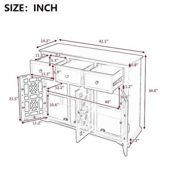 Entryway Kitchen Dining Room Storage Cabinet with 3 Drawers