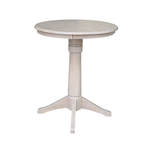 30-in. Round Washed Grey Taupe Wood Pedestal Table