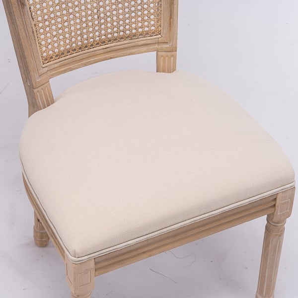 2pcs French Style Dining Chair with Square Rattan Backrest