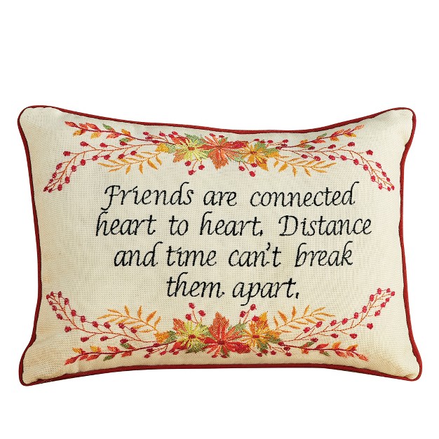 Collections Etc Embroidered Friends Heart To Heart Accent Throw Pillow 9 X 12 X 1