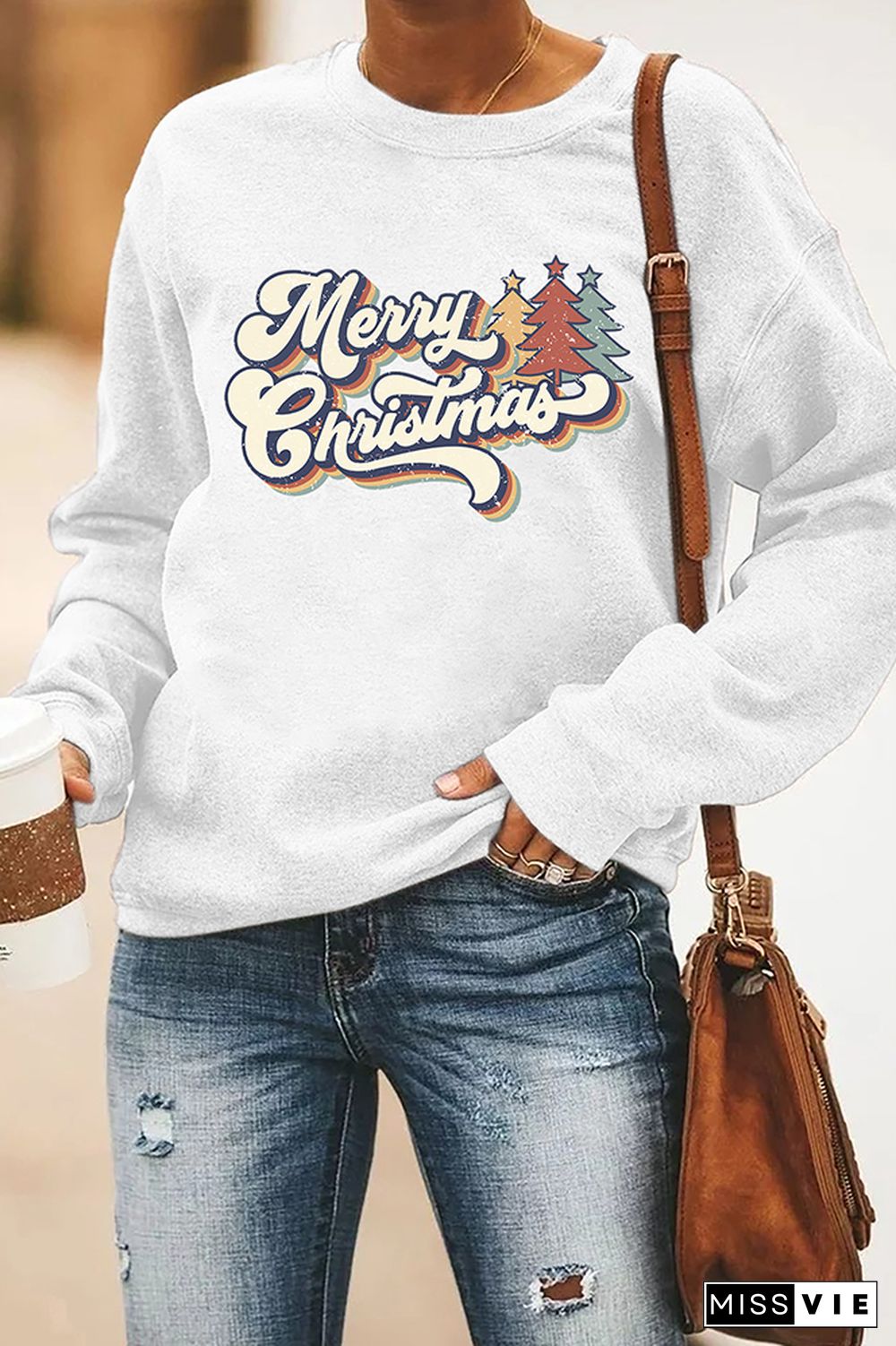 70s Style Merry Christmas Sweatshirt Wholesale