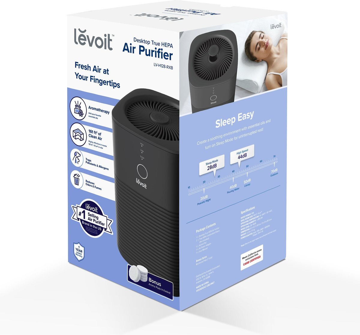 Levoit Desktop True HEPA Air Purifier， Black