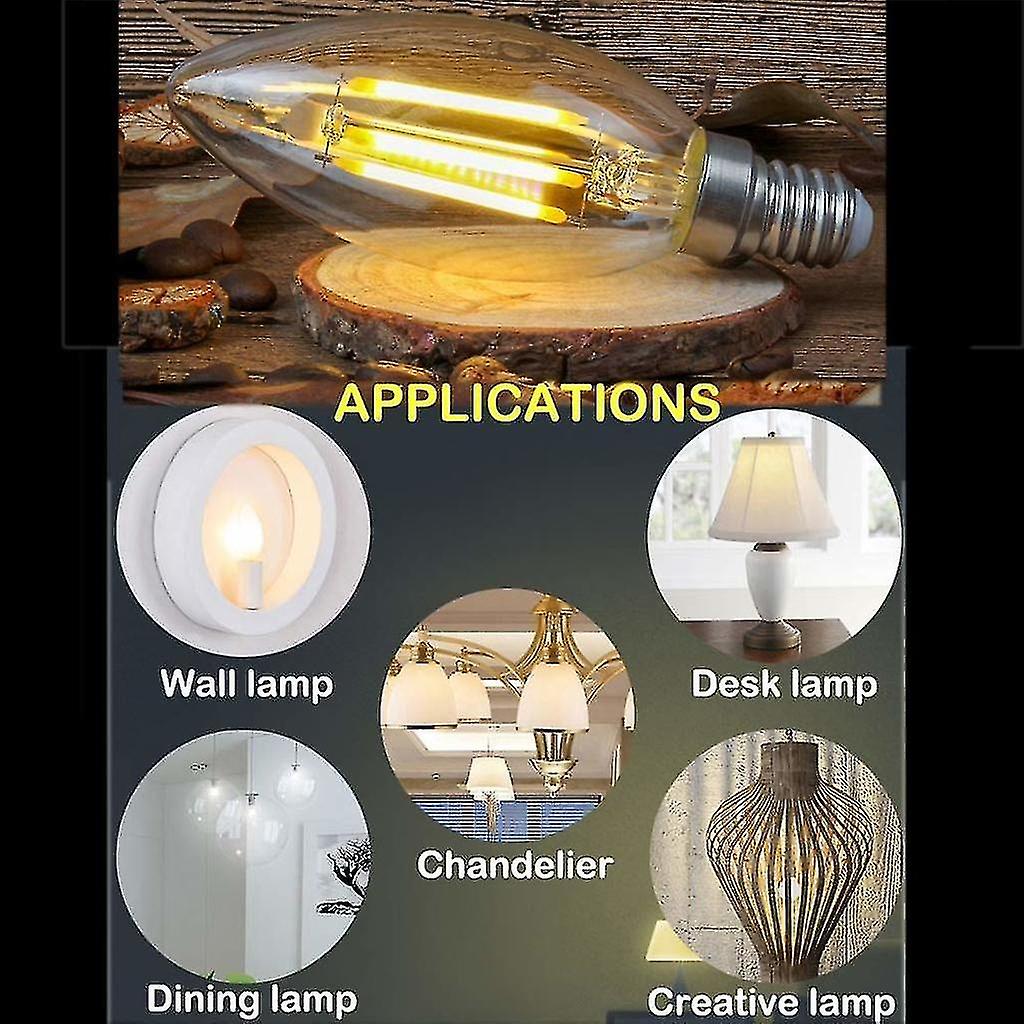 E14 Variable Intensity Candle Light Bulb， 4w Incandescent Equivalence 40w， Warm White (2700k)， 5pcs