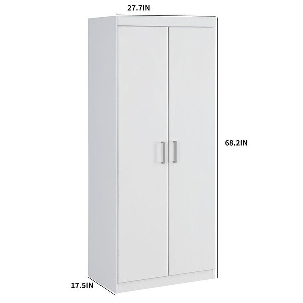 2-Door Storage Cabinet with Adjustable Shelf， Modern Simple Style Armoire Clothes Closet for Bedroom， Easy Assemble - - 37928475