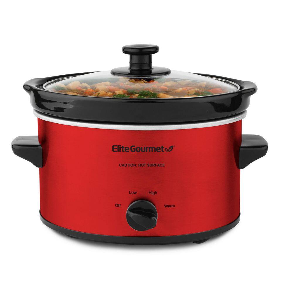 Elite Gourmet 2 Qt. Oval Slow Red Cooker MST-275XR