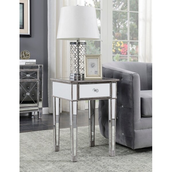 Silver Orchid Talmadge Mirrored 1 Drawer End Table