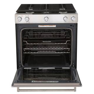 KitchenAid 5.8 cu. ft. Slide-In Gas Range with Self-Cleaning Convection Oven in Stainless Steel KSGG700ESS