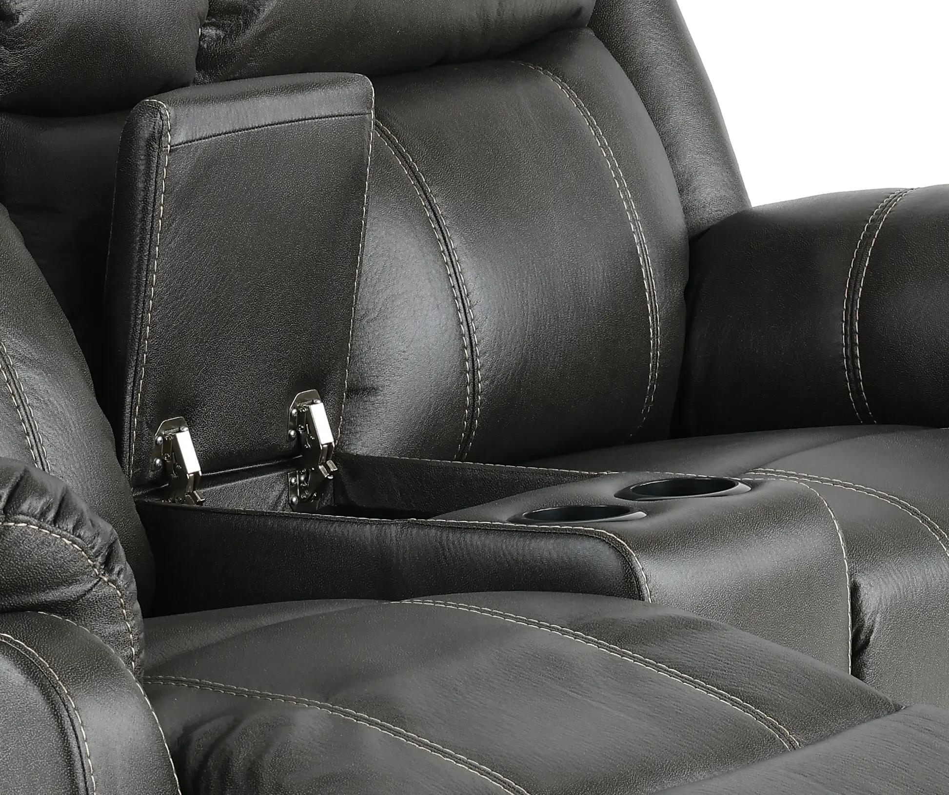 Domino Gray Reclining Loveseat with Console