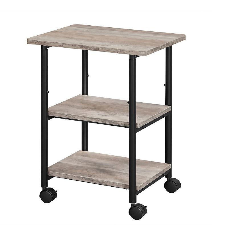 Industrial Printer Stand， 3-Tier Machine Cart with Wheels and Adjustable Table Top