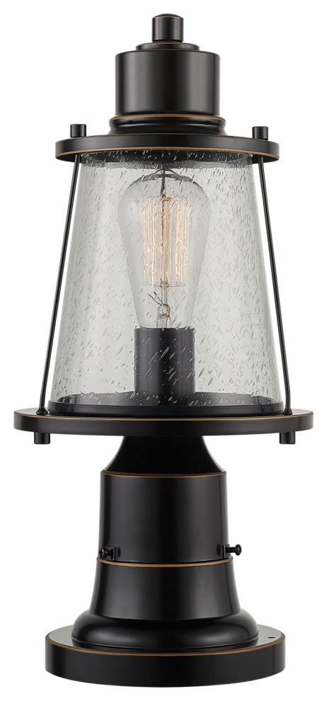 Charlie 1 Light Oil Rubbed Bronze Outdoor Lamp Post Light  Seeded Glass Shade   Post Lights   by Buildcom  Houzz