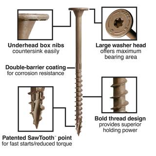 Simpson Strong-Tie 0.220 in. x 5 in. T40 6-Lobe Washer Head Strong-Drive SDWS Timber Screw Exterior Grade (50-Pack) SDWS22500DB-R50