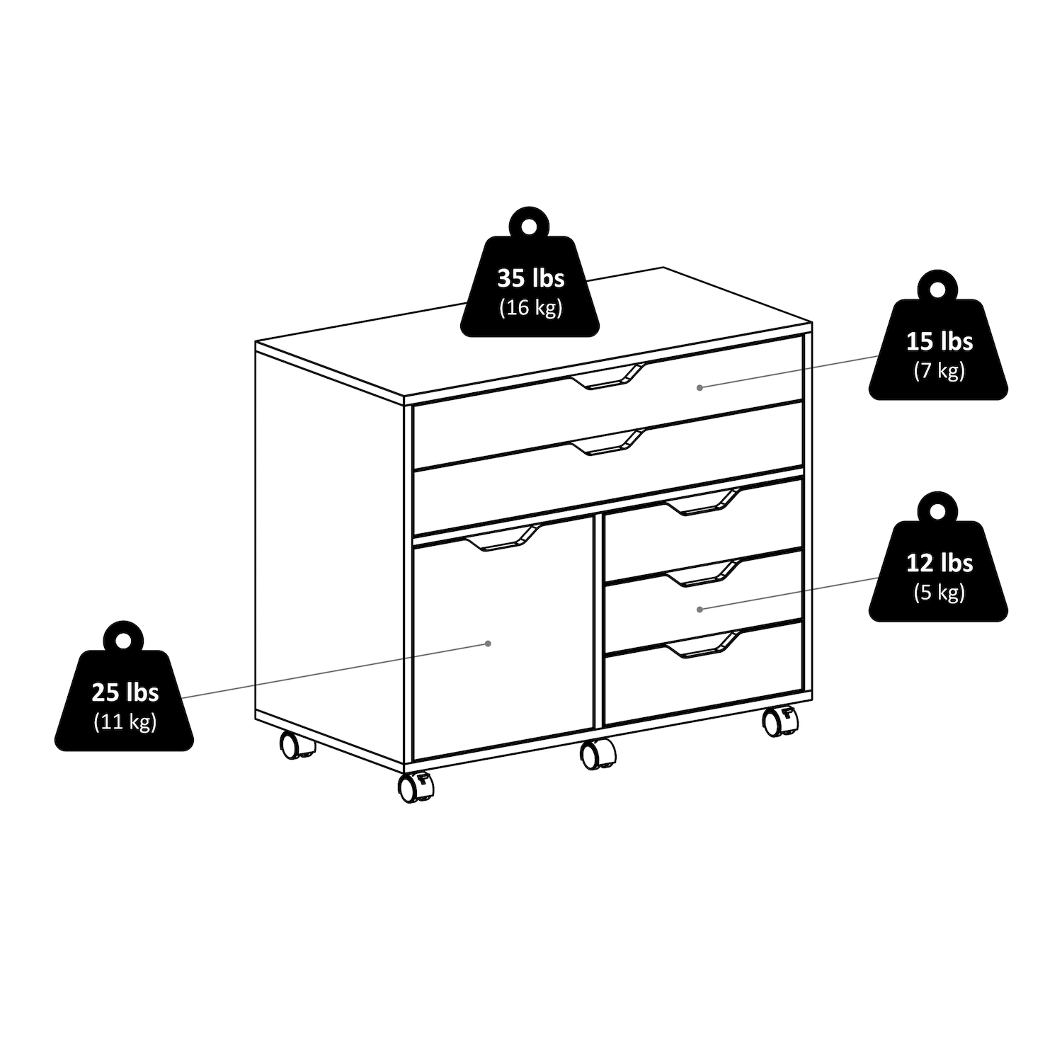 Winsome Halifax 3-Section Mobile Storage Cabinet