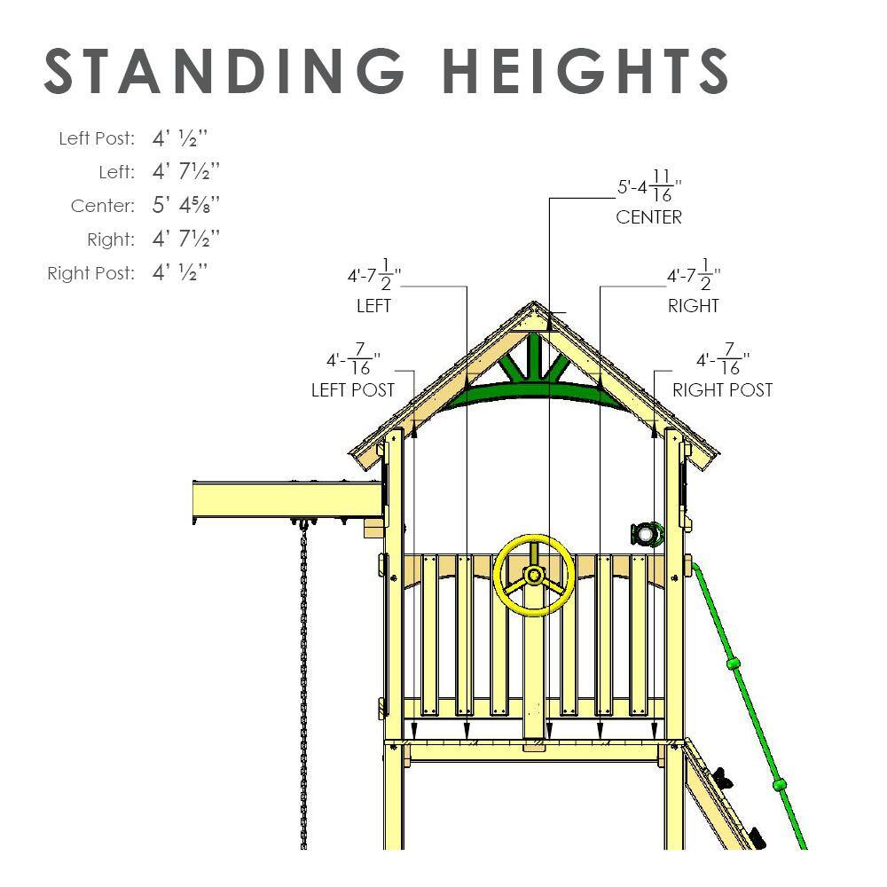 Gorilla Playsets DIY Outing III Wooden Outdoor Playset with Wood Roof Wave Slide Rock Wall Sandbox and Swing Set Accessories 01-1063