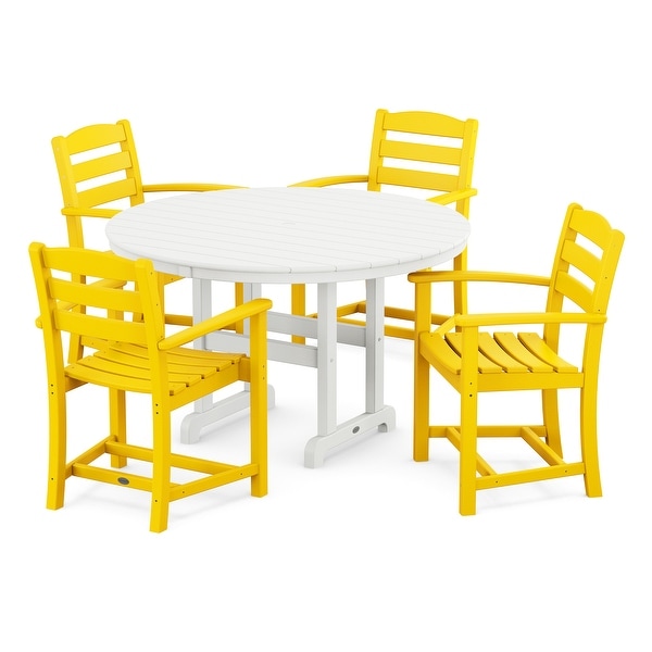 POLYWOOD La Casa Café 5Piece Round Farmhouse Dining Set