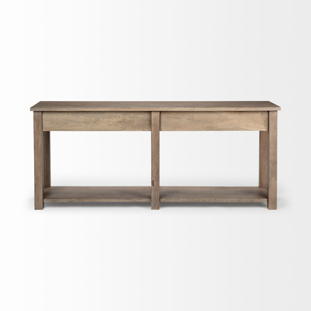 Harrelson III Medium Brown Solid Wood 4 Drawer Console Table   Transitional   Console Tables   by HedgeApple  Houzz