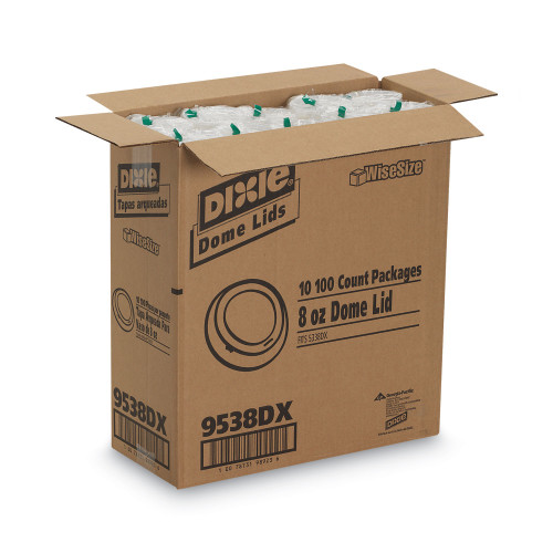 Dixie Drink-Thru Lid， Fits 8oz Hot Drink Cups， Fits 8 oz Cups， White， 1，000/Carton (9538DX)