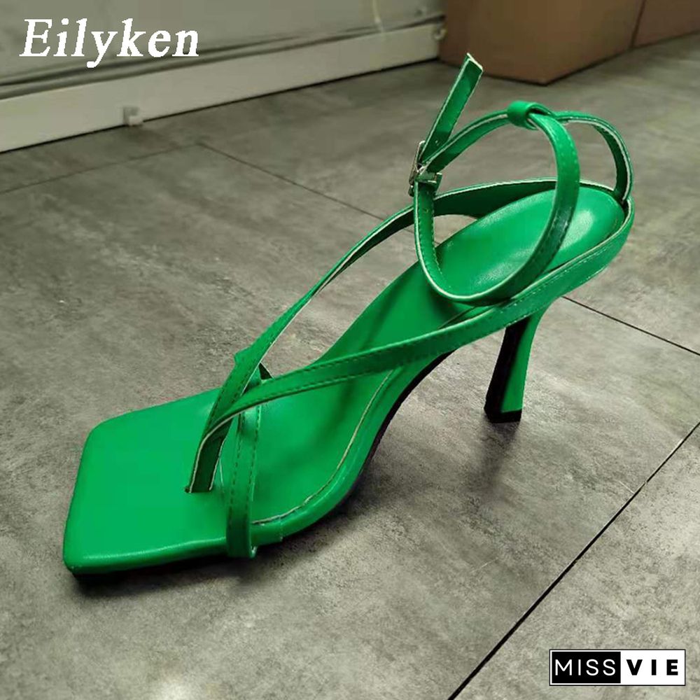 Eilyken Ankle Strap Women Sandals Fashion Brand Thin High Heel Gladiator Sandal Shoes Narrow Band Party Dress Pump Shoes