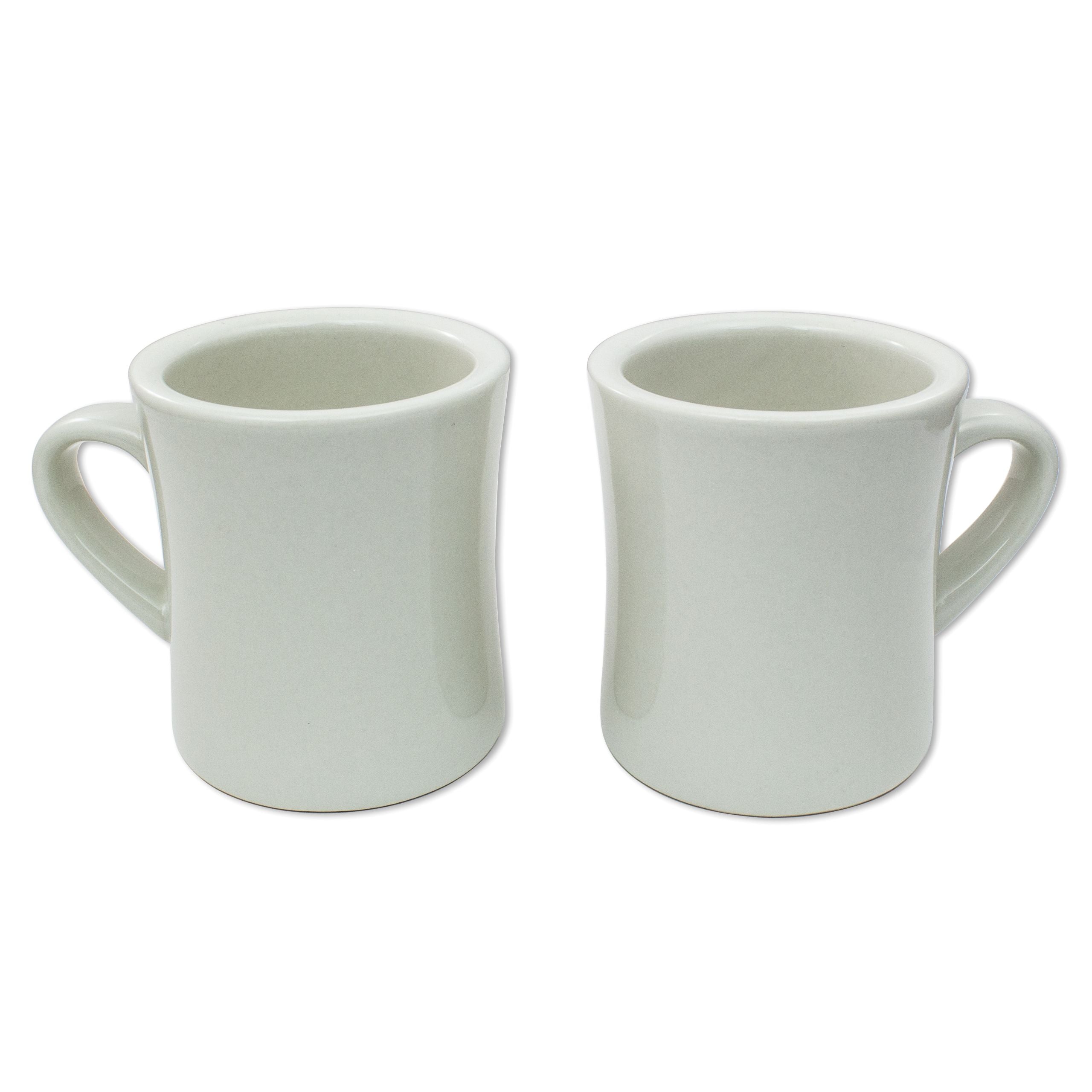 Coletti Diner Coffee Cups Set of 6， Ceramic White Mugs for Retro Kitchen