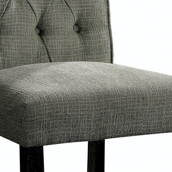 45 Inch Modern Bar Height Chair， Button Tufted Back， Set of 2， Gray