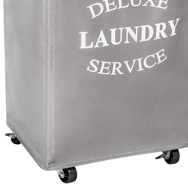 Wowlive Foldable Rectangular Deluxe Laundry Service Rolling Clothing Hamper Basket With Lockable Wheels For Laundry Or Storage