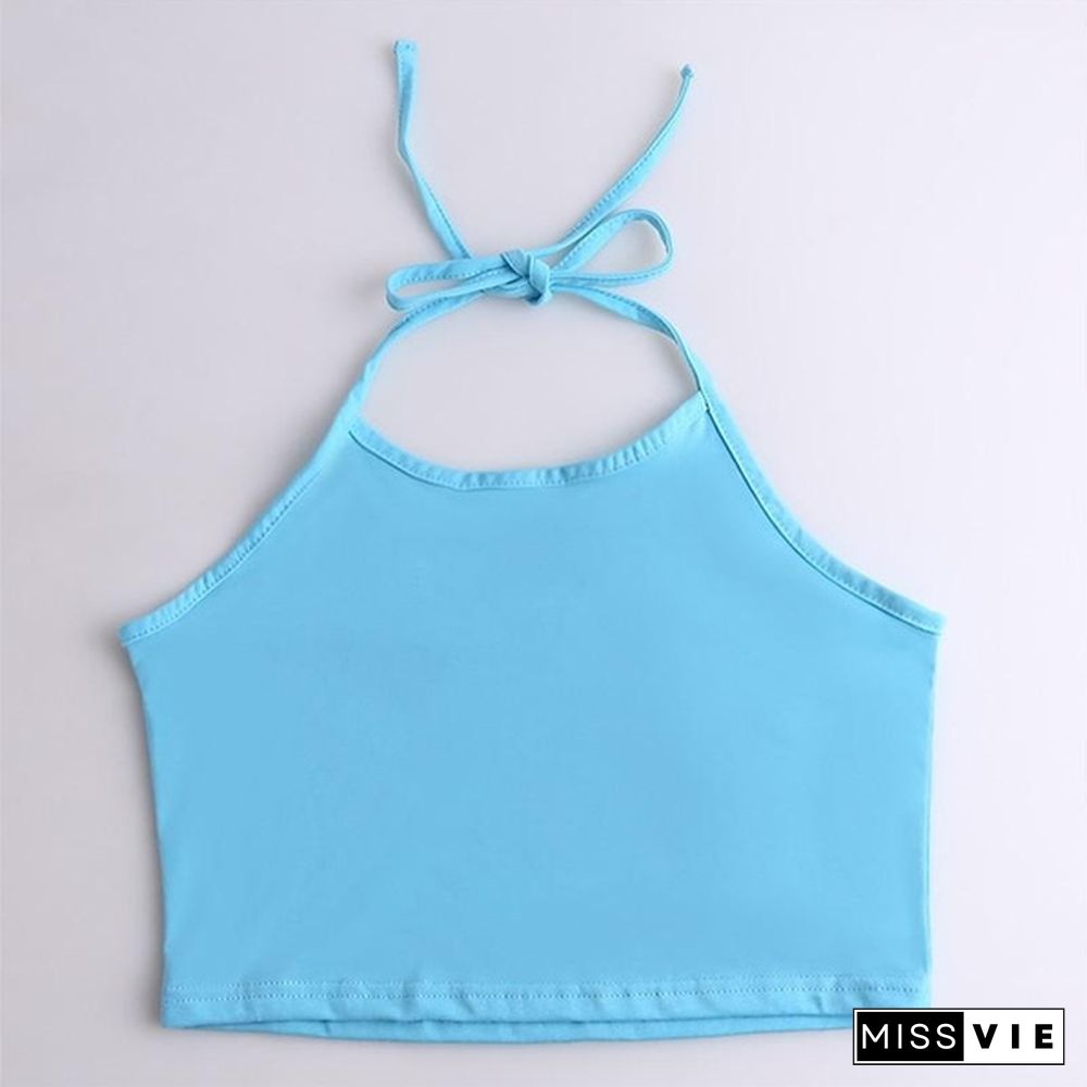 Summer Fashion Halter Women Crop Tops Fashion Letter Print Women Tank Top Casual