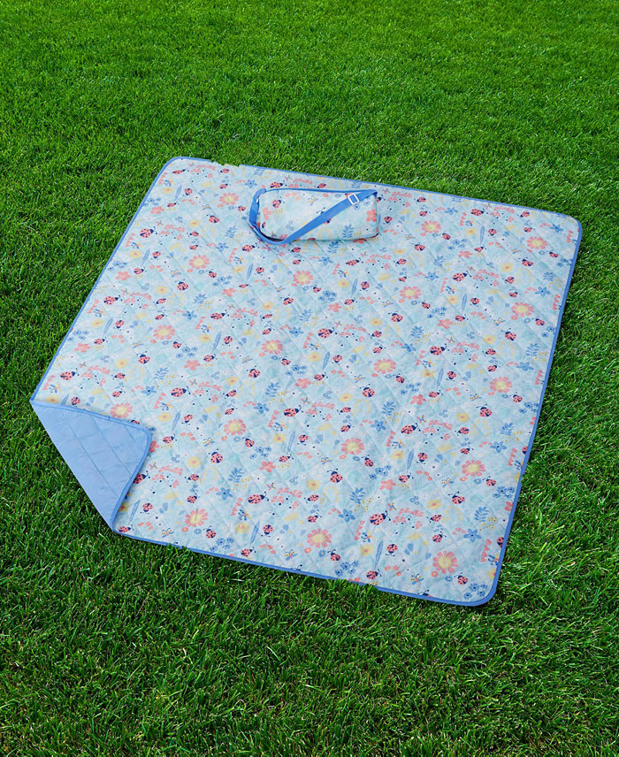 JLA Home Lady Bug Garden Printed Picnic Blanket and Tote Set  50 x 60  Created for Macys