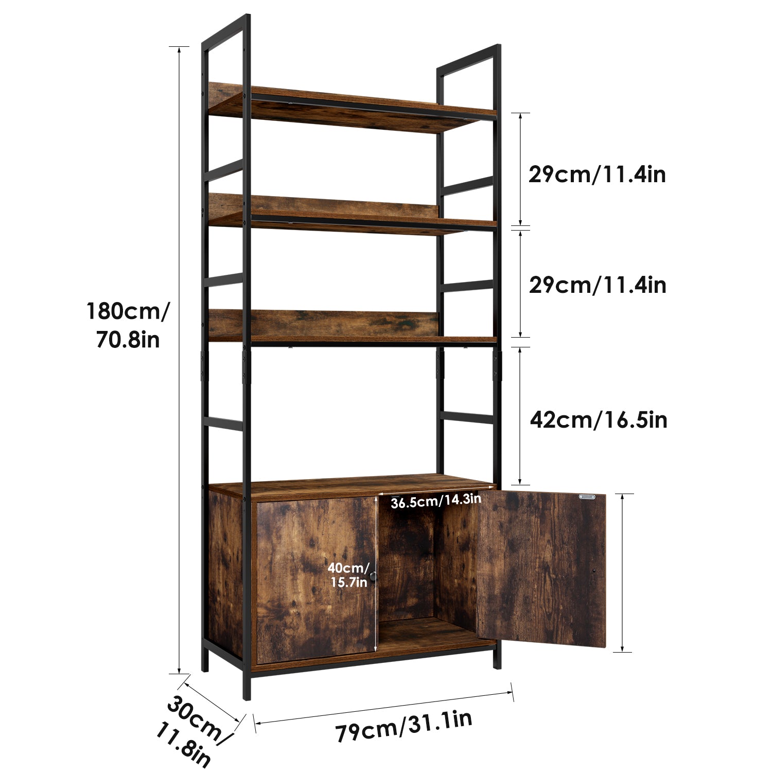 Industrial Bookshelf 6 Tier 70 inch Industrial Bookcase Display Rack with Storage and Shelves