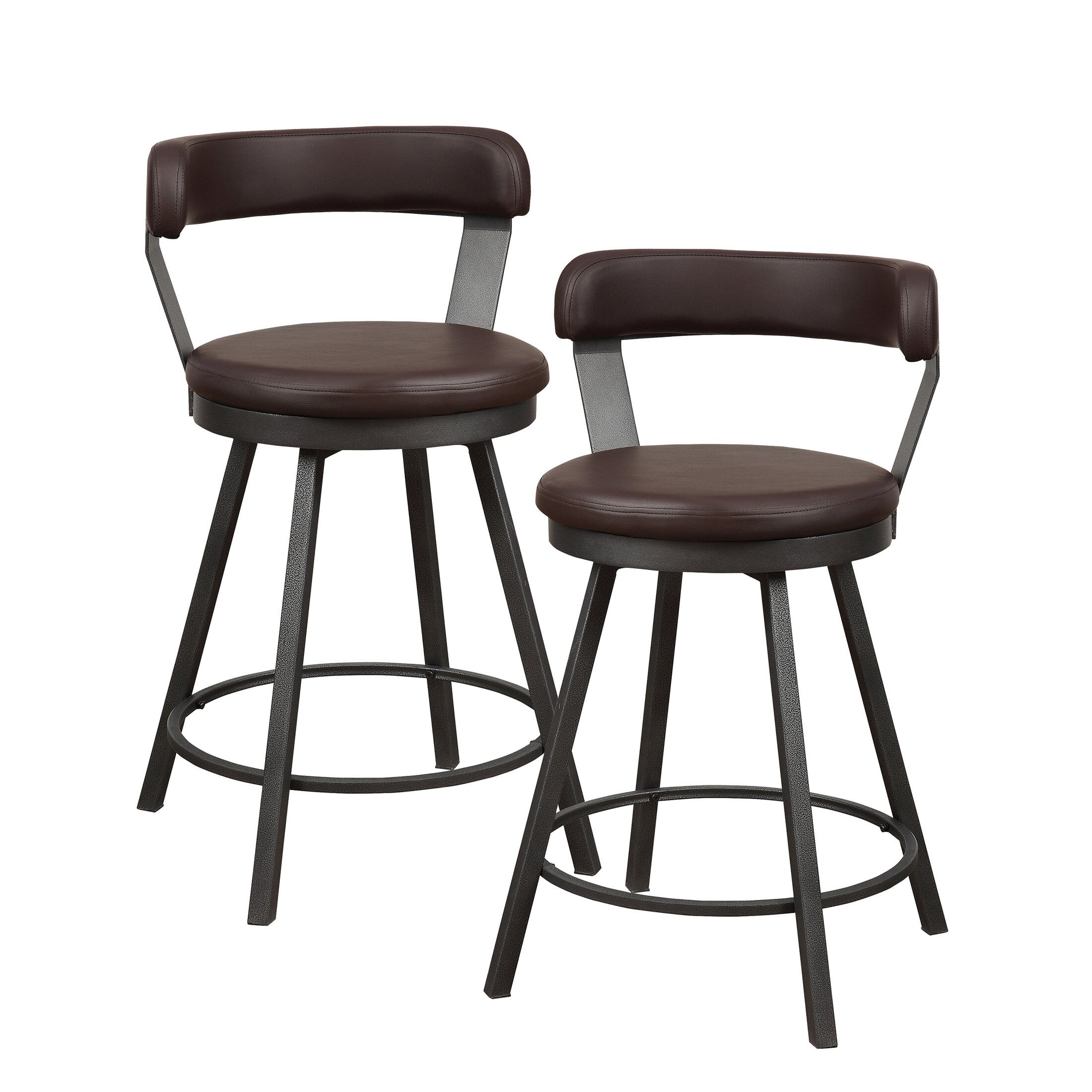 Belmar Swivel Counter Height Barstool (Set of 2)， Brown